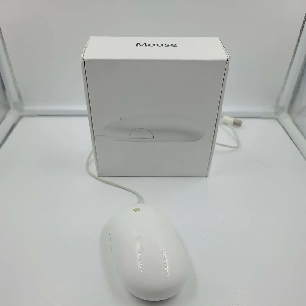 Apple MB112LL/B Optical Wired Mouse With Box - Tested And Works